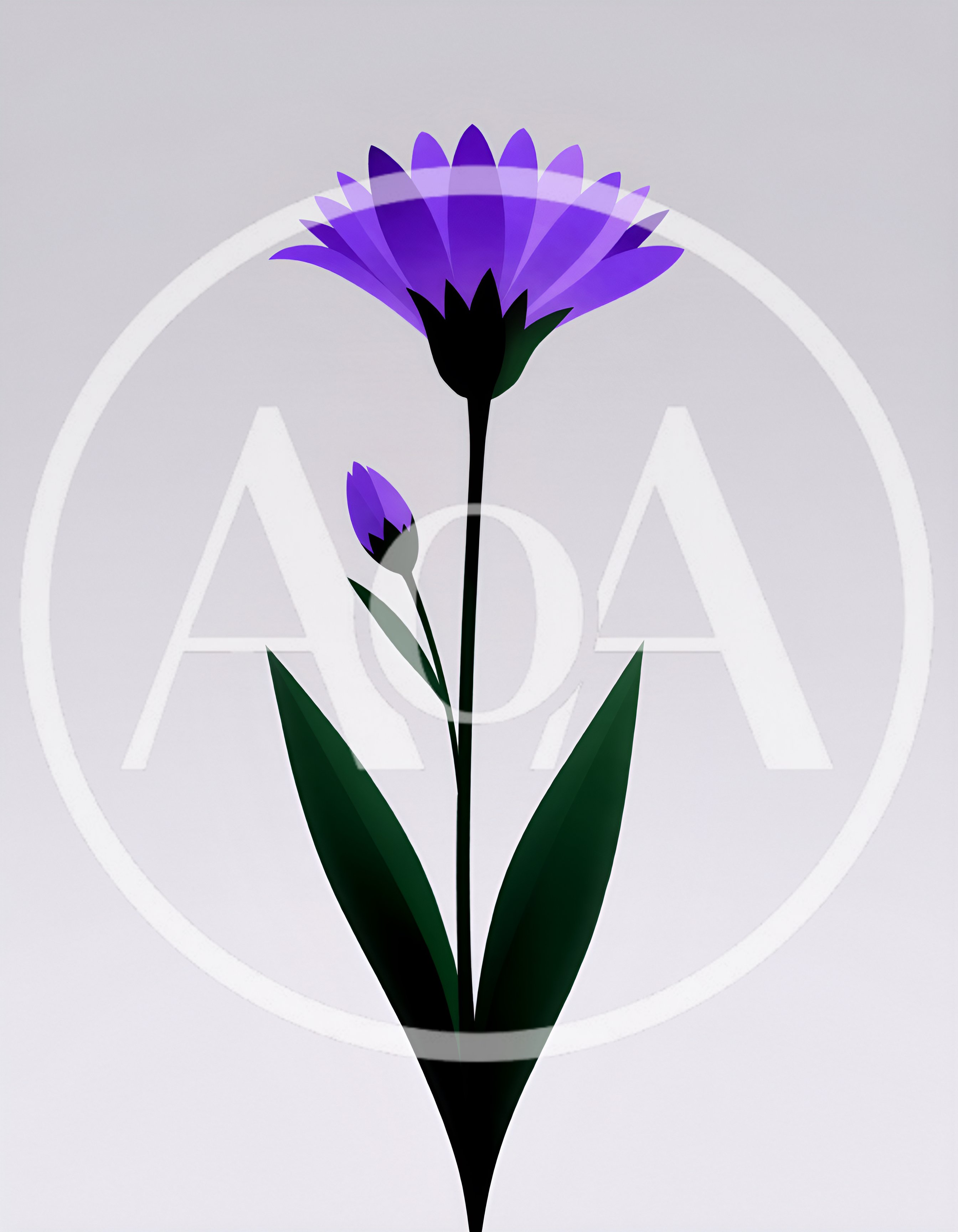Minimalist Digital Illustration Of A Purple Flower