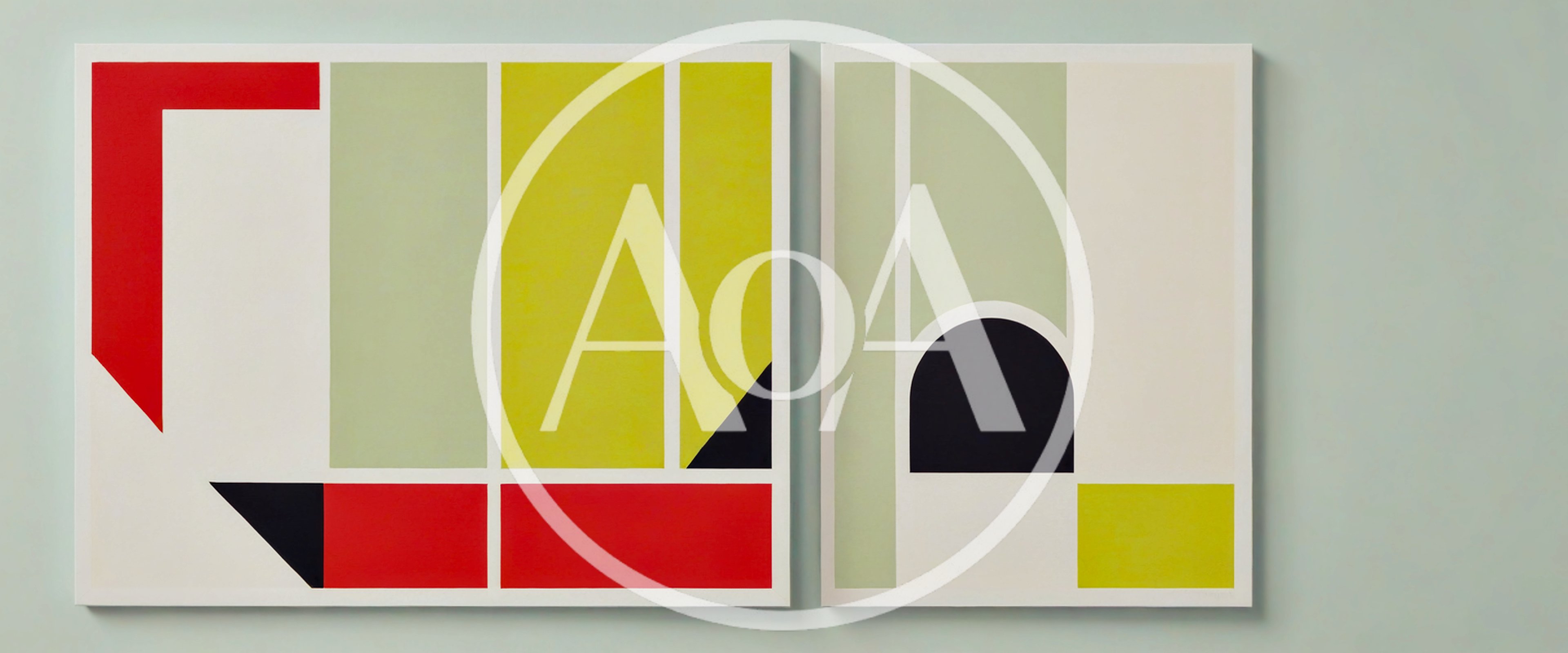 Two Abstract Geometric Art Prints On A Wall