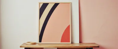 Abstract Art Print In Wooden Frame On Console Table