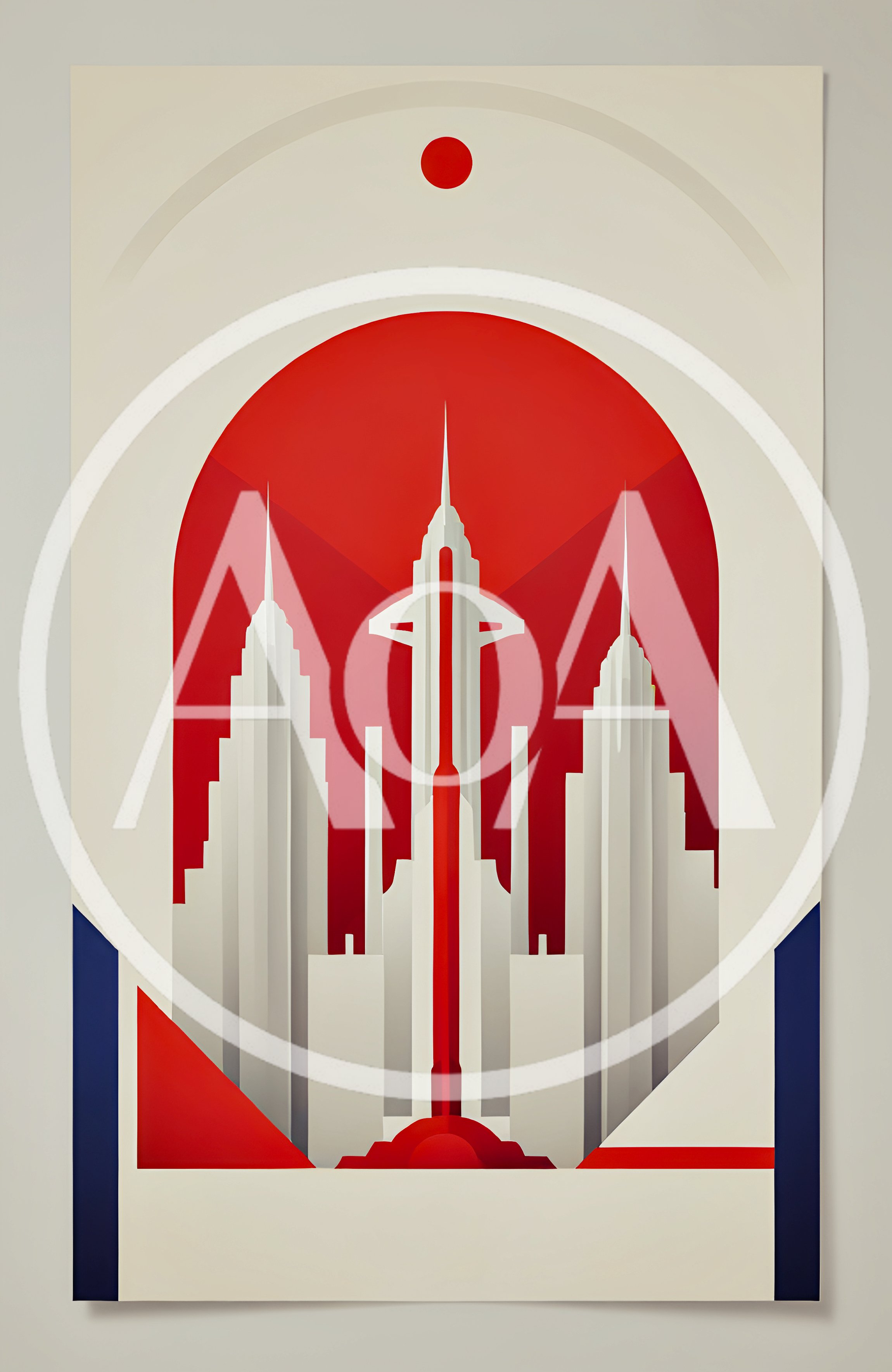 Art Deco Style Futuristic Cityscape Illustration