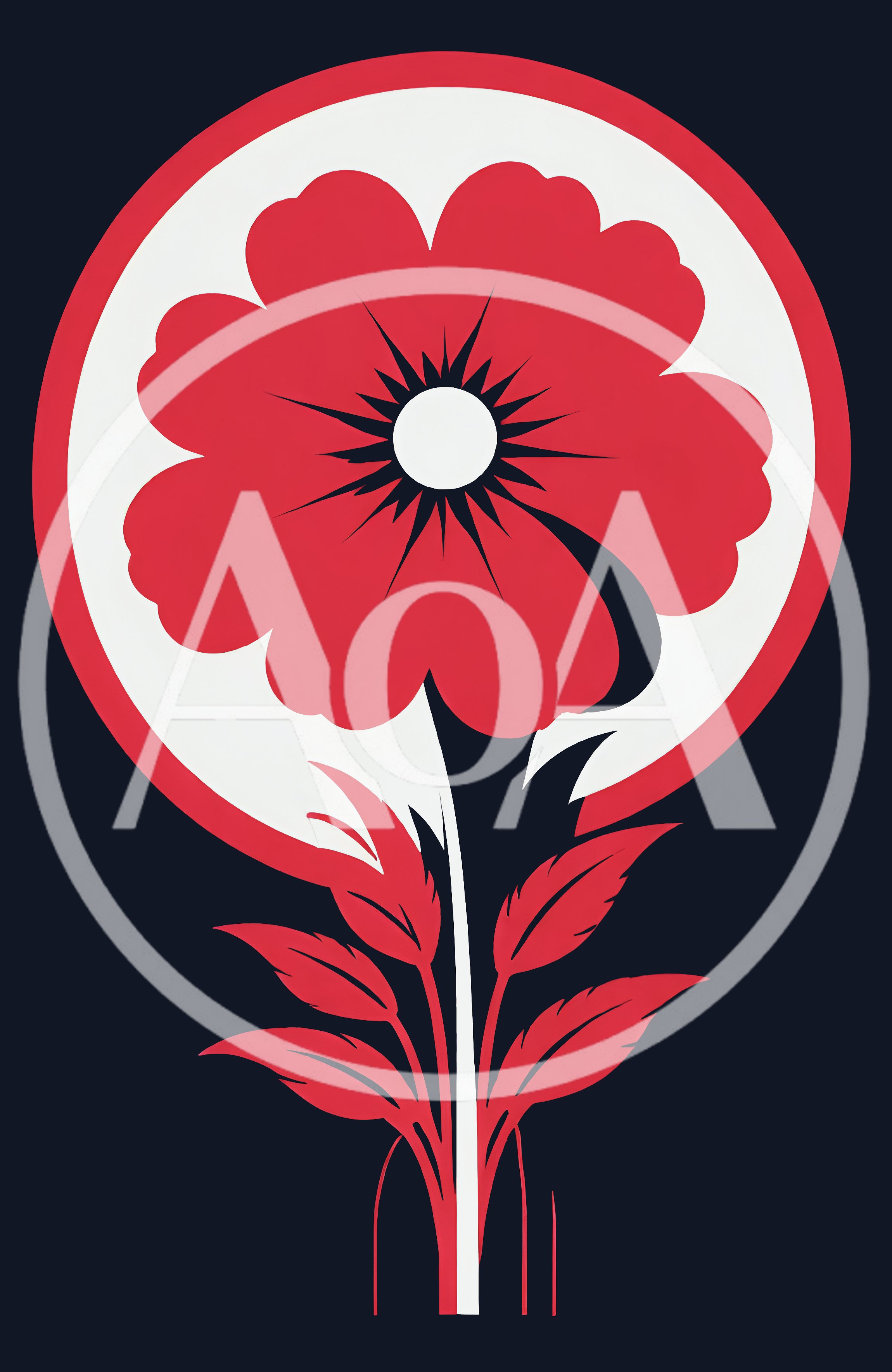 Stylized Red Poppy Flower Graphic Illustration