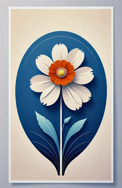 Minimalist Paper Cutout Flower Illustration