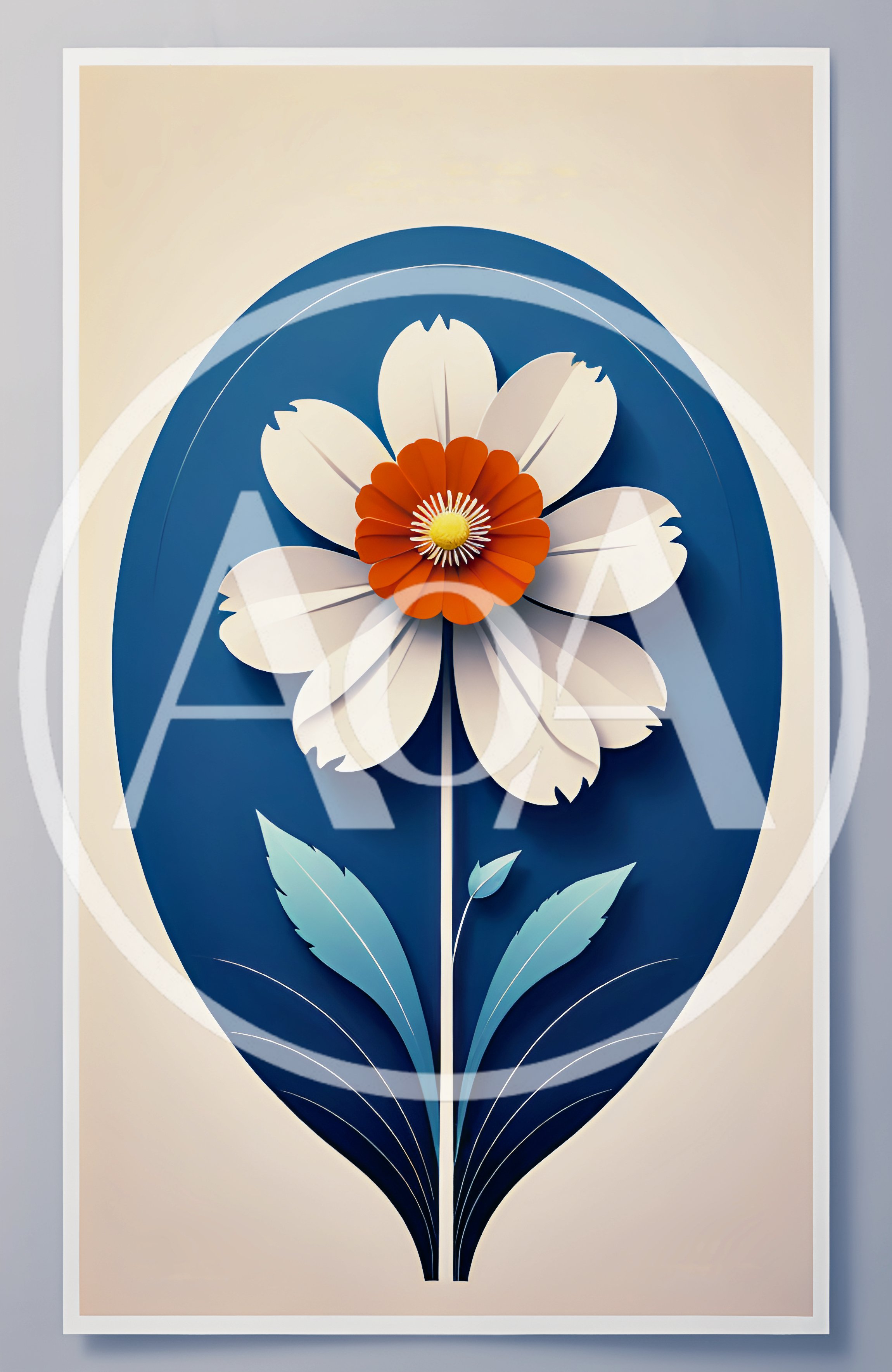 Minimalist Paper Cutout Flower Illustration