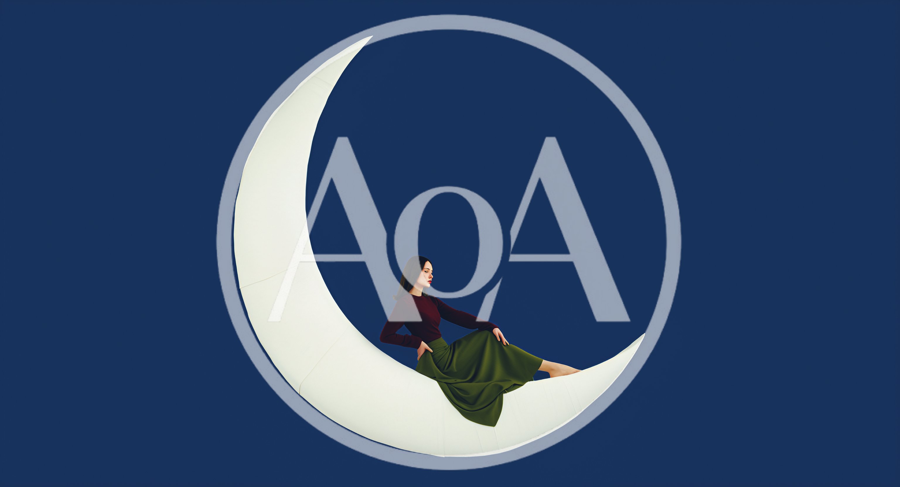 Woman Sitting On A Crescent Moon Prop