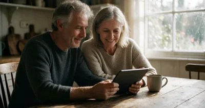 Senior Couple Using Digital Tablet Together At Home