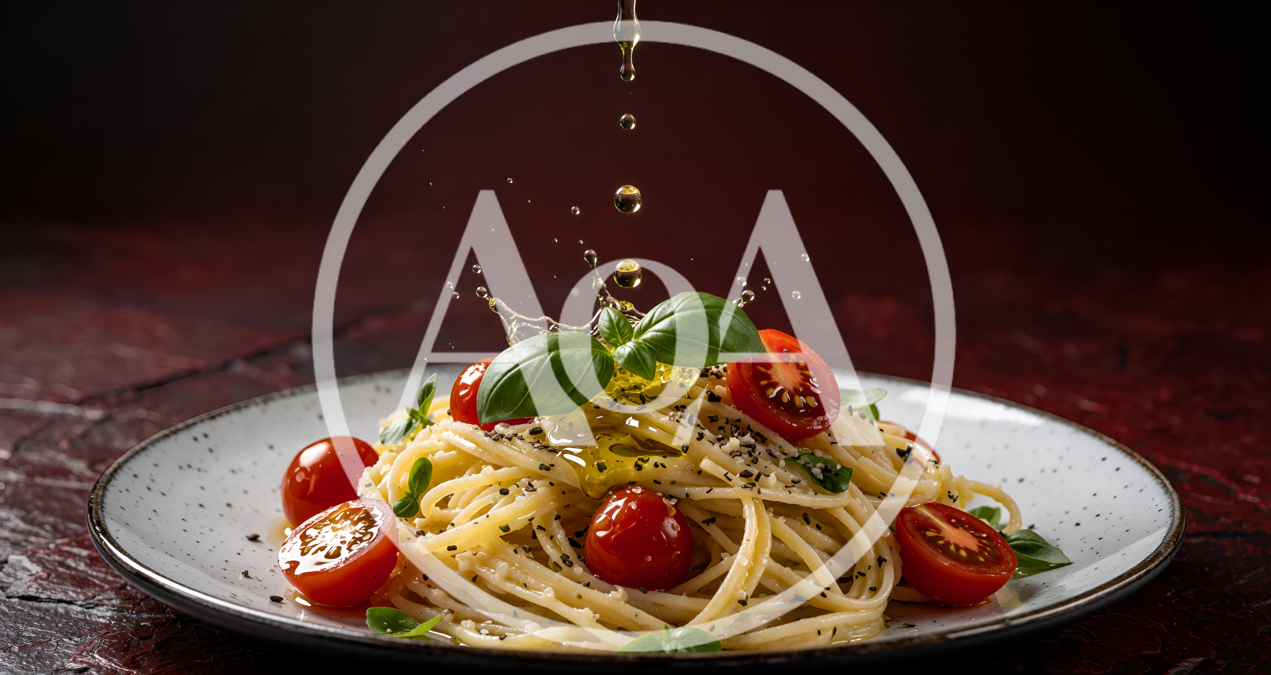 Olive Oil Pouring Over Fresh Spaghetti Pasta