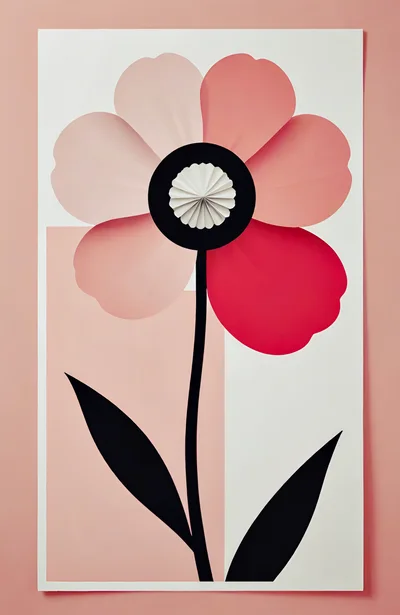 Minimalist Paper Cutout Flower Illustration