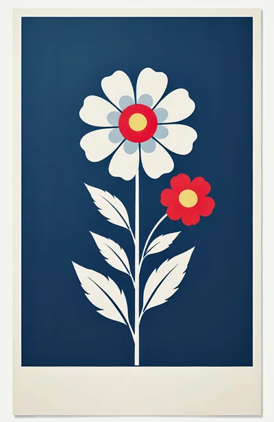 Minimalist Floral Illustration With Two Stylized Flowers