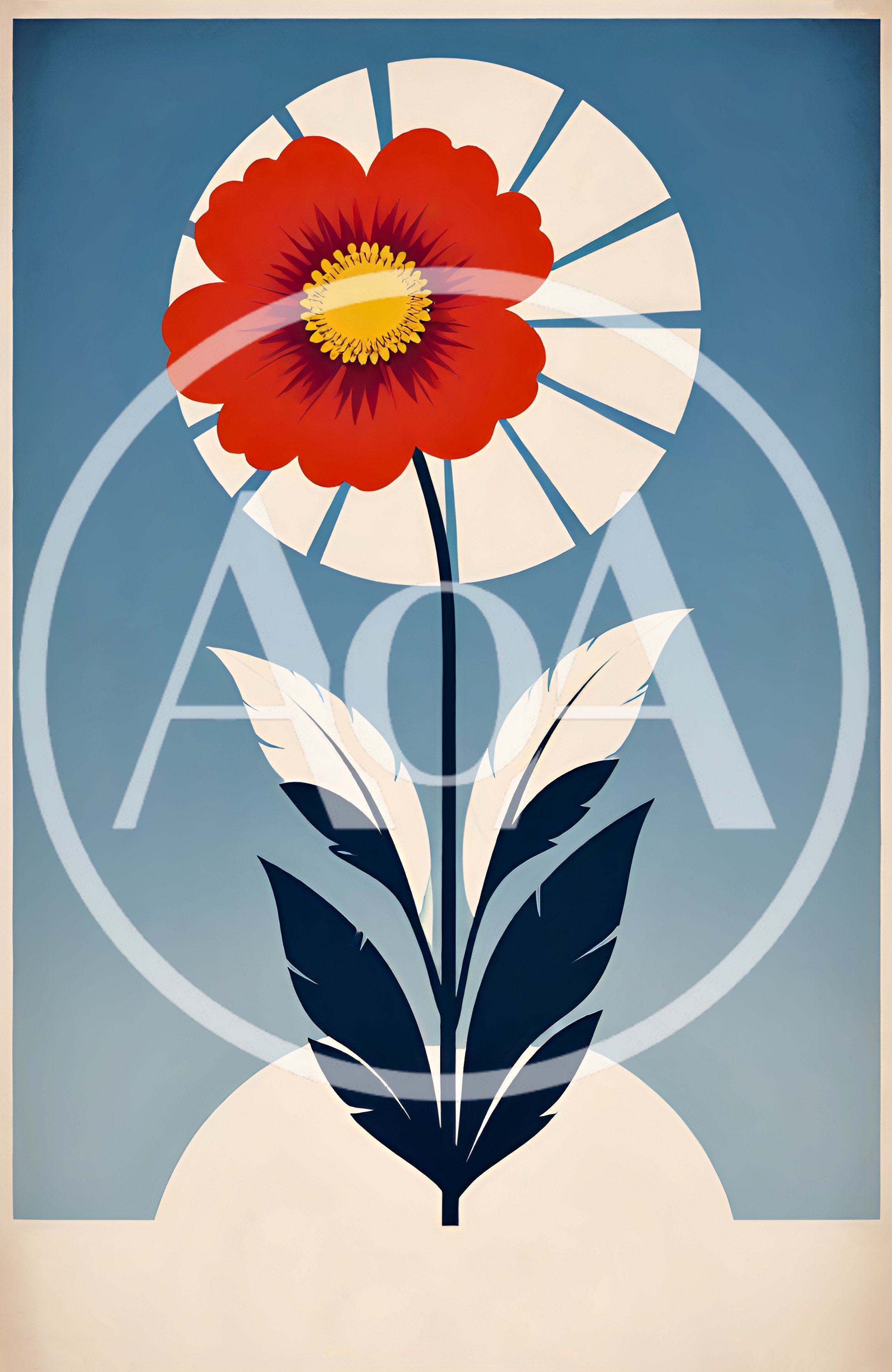 Minimalist Graphic Illustration Of A Red Flower