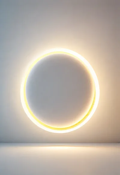 Glowing Circular Neon Light On Minimalist Wall