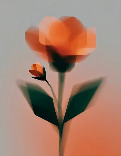 Abstract Digital Illustration Of A Stylized Orange Flower