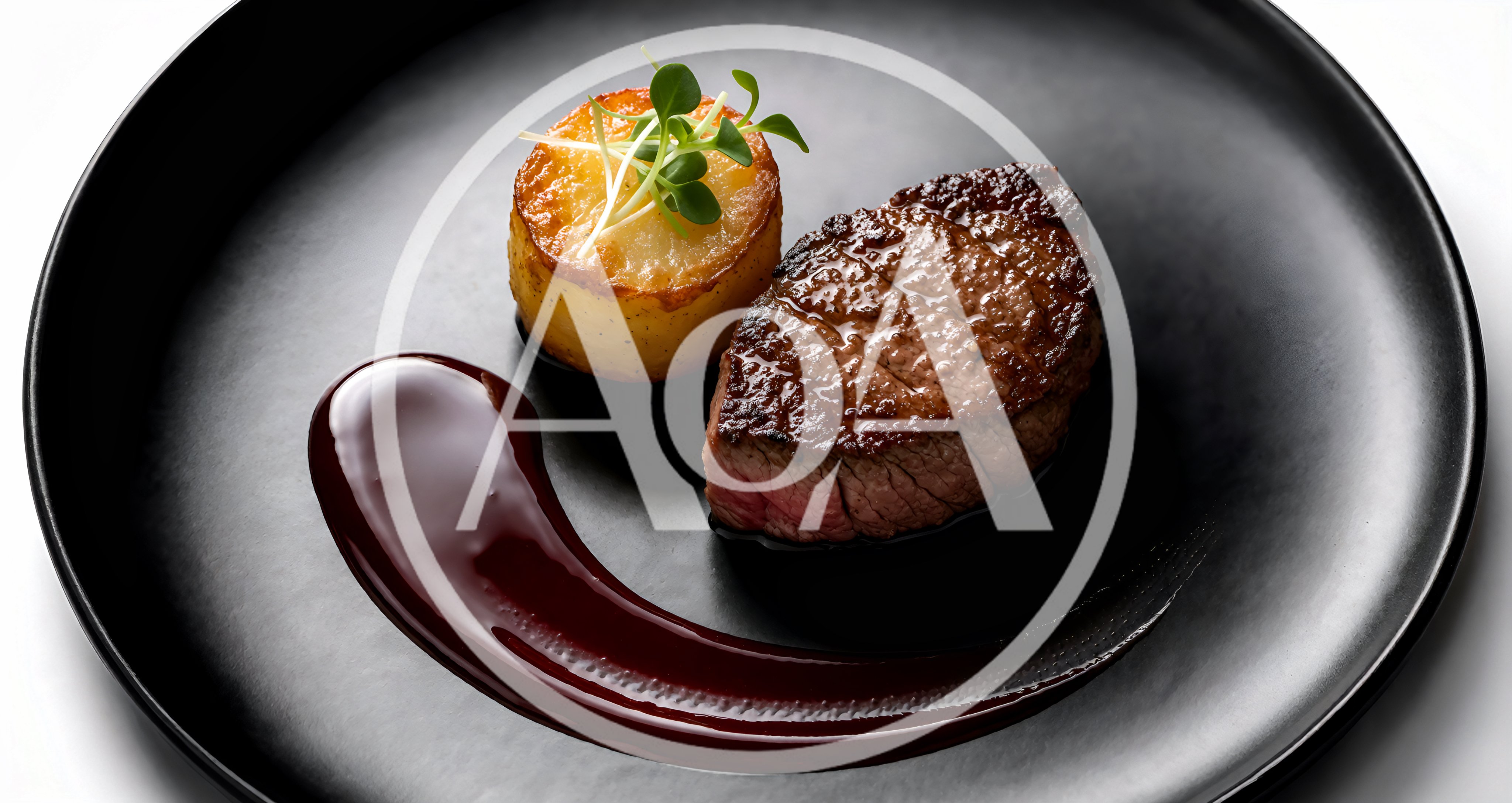 Gourmet Filet Mignon Steak With Potato And Red Sauce