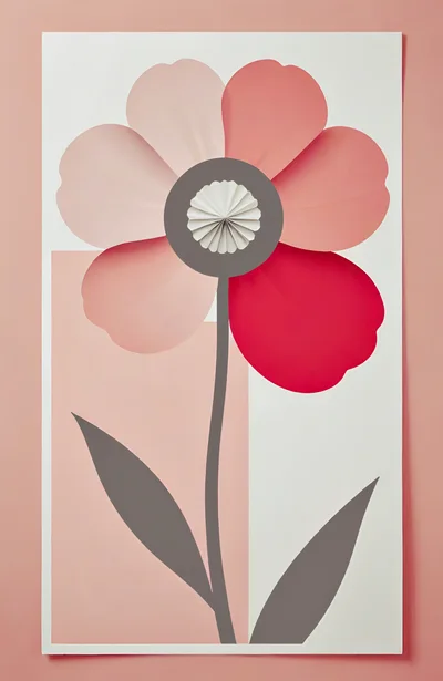 Minimalist Paper Craft Flower Illustration