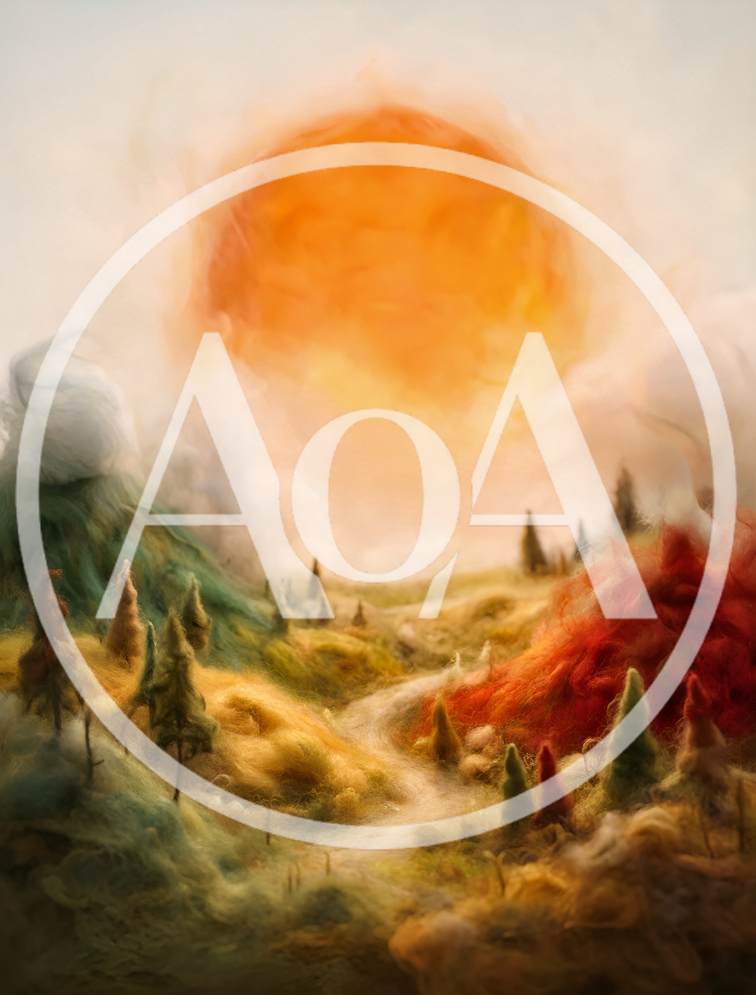 Abstract Wool Felt Landscape With Sun