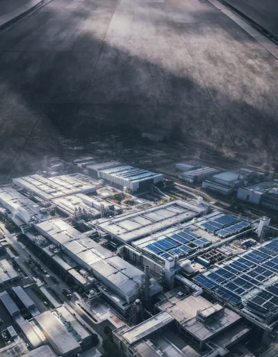 Aerial View Of A Large Industrial Manufacturing Complex