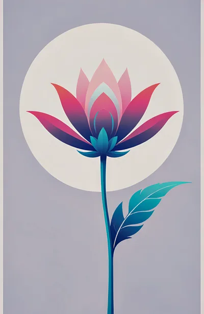 Minimalist Stylized Lotus Flower Illustration