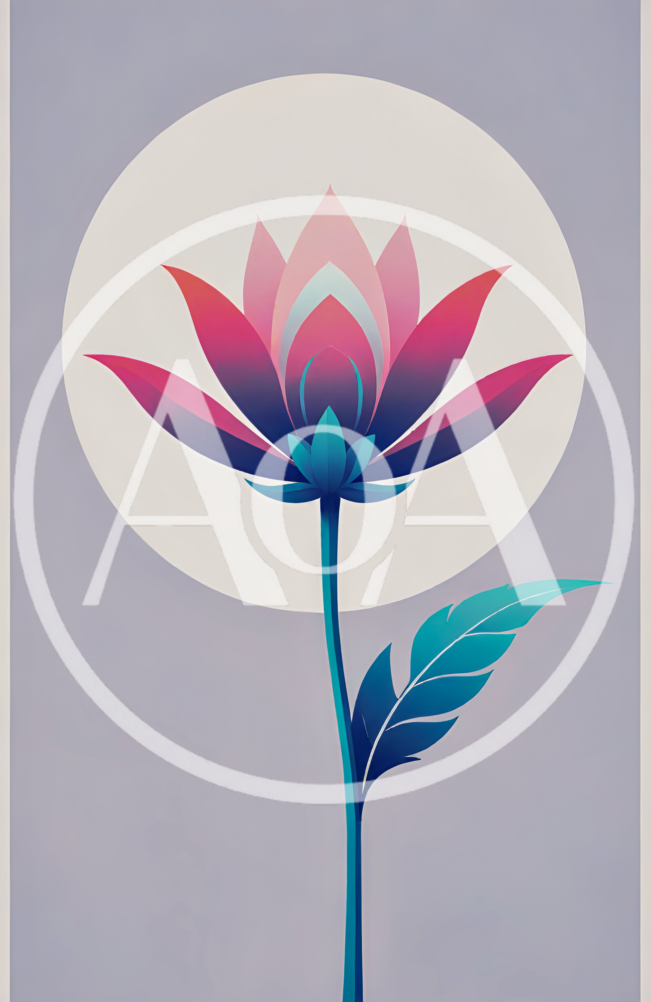 Minimalist Stylized Lotus Flower Illustration