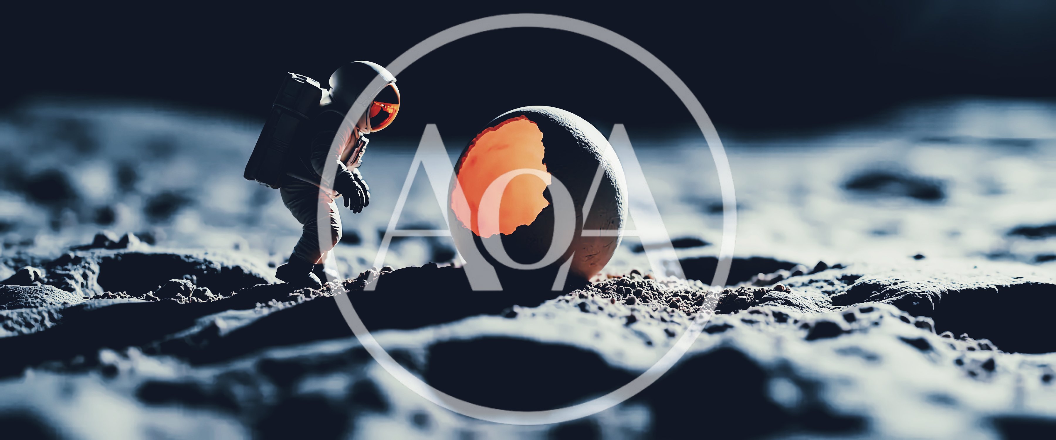 Astronaut Discovering A Glowing Alien Egg On The Moon