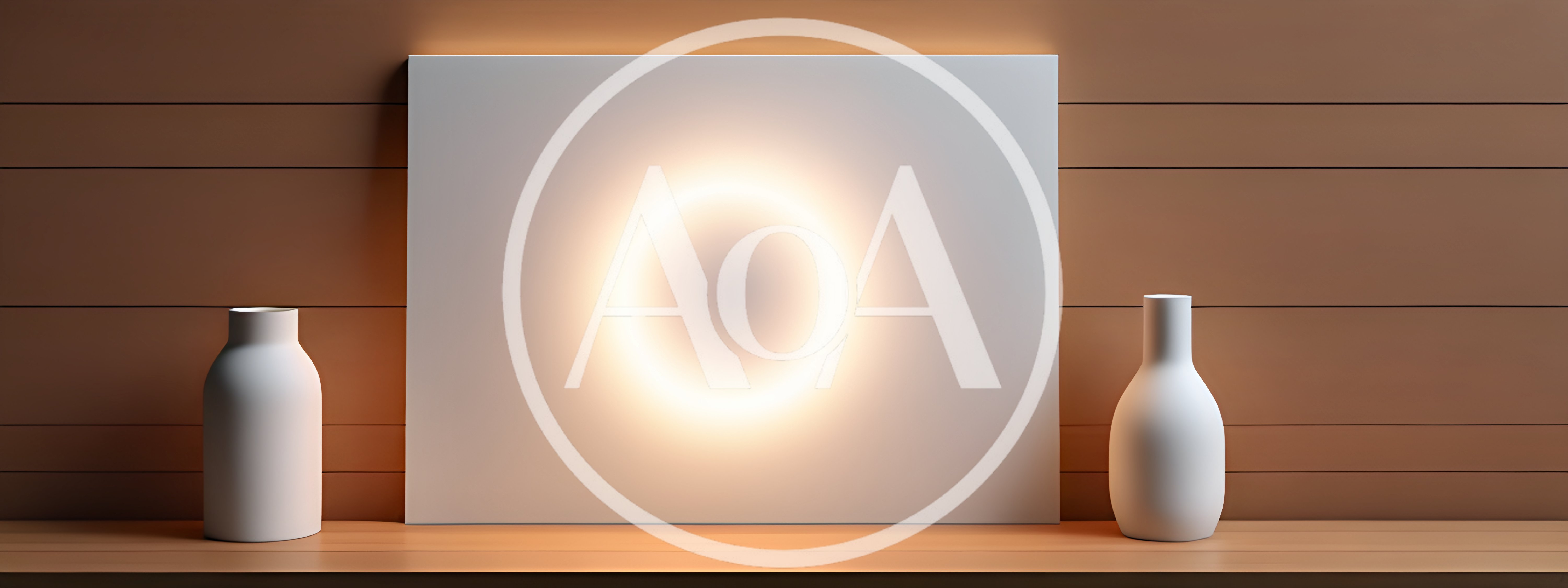 Minimalist White Vases With Glowing Circular Light Backdrop