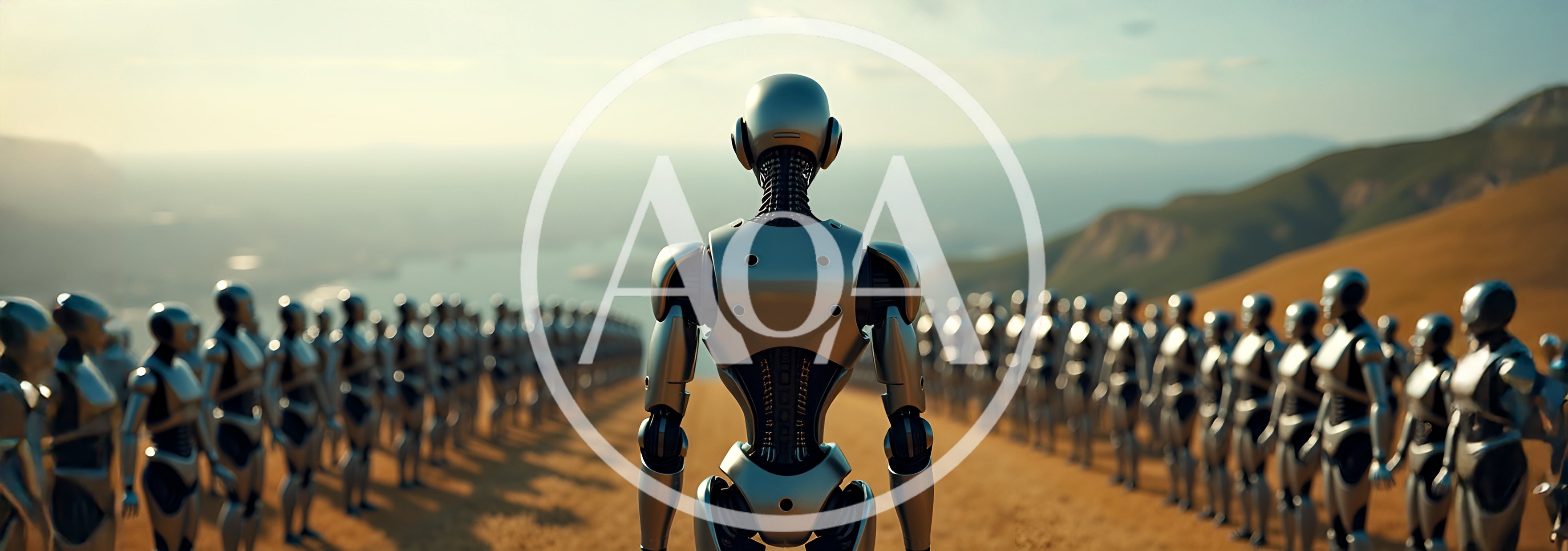 Futuristic Robot Army Standing In Formation