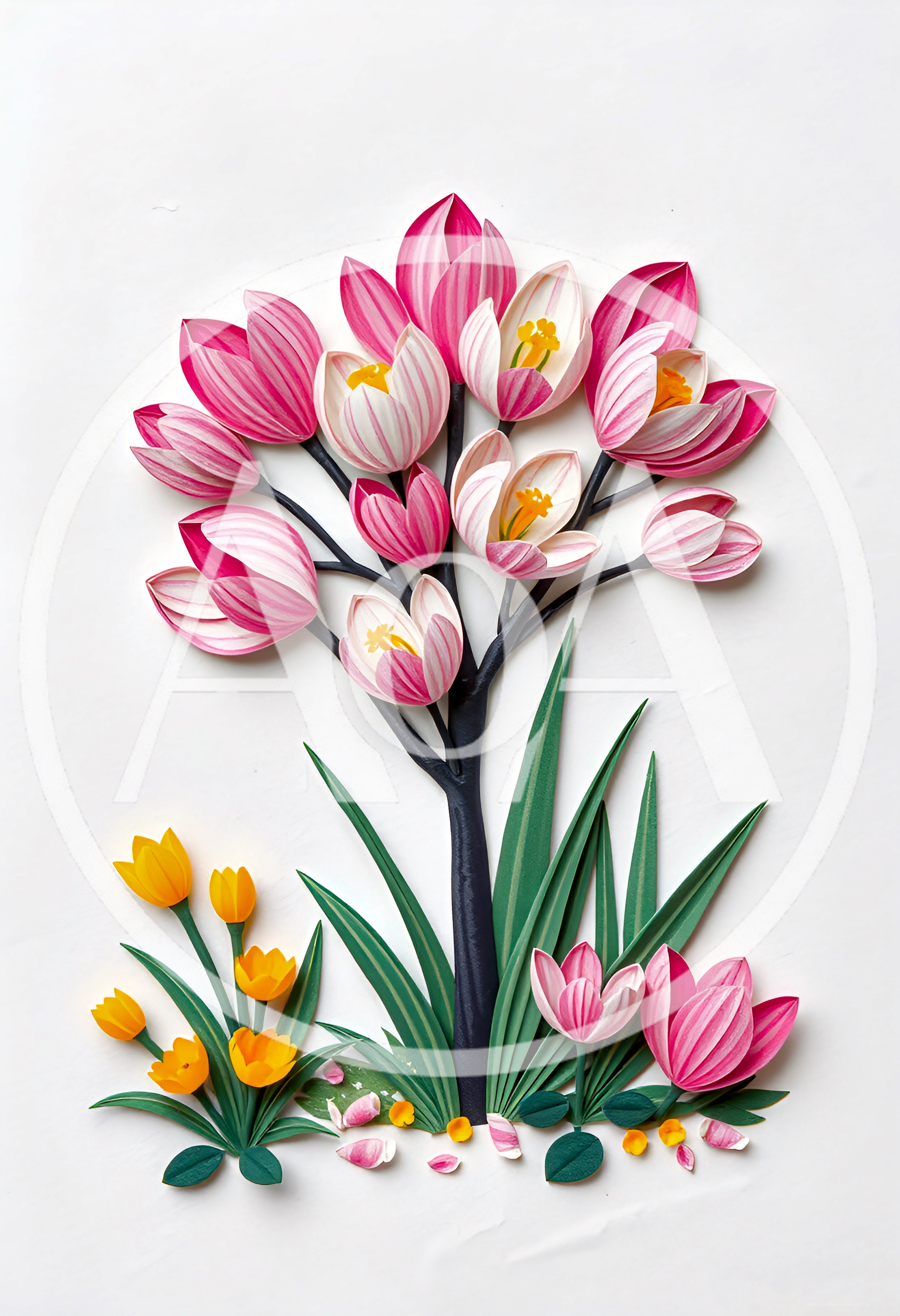 Paper Quilling Art Of A Flowering Tree