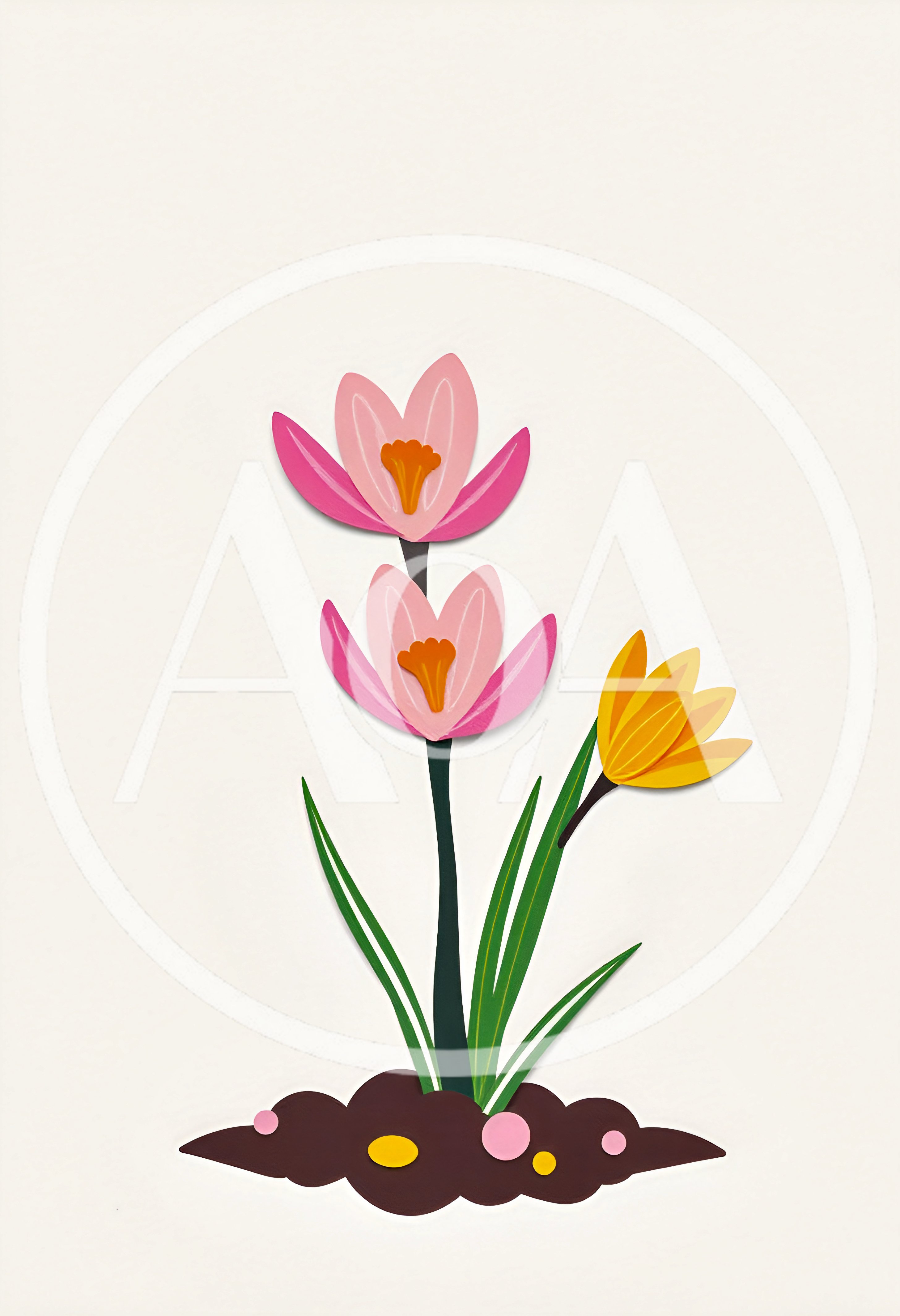 Paper Cutout Illustration Of Spring Crocus Flowers
