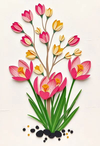 Paper Quilling Art Of Spring Crocus Flowers