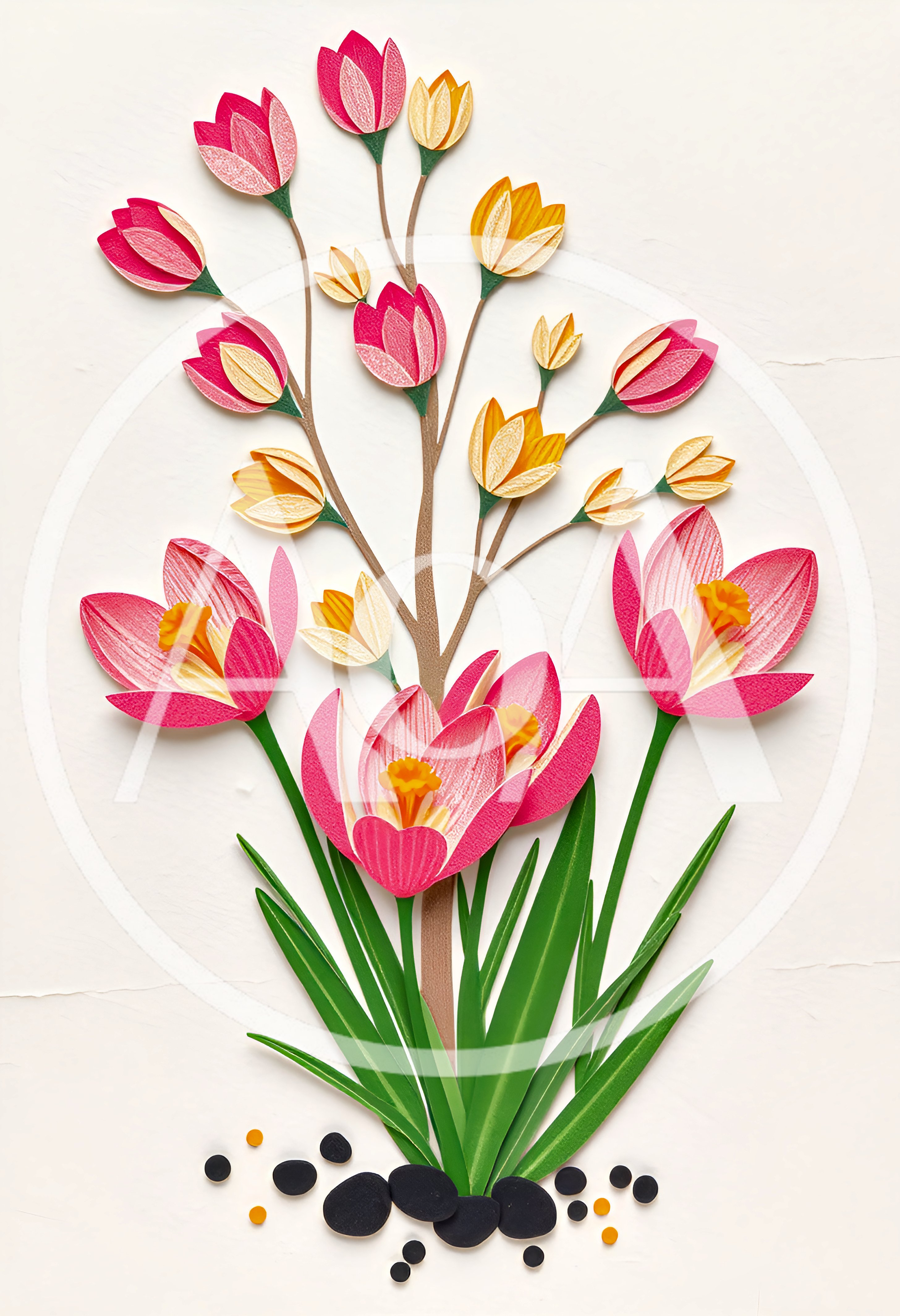 Paper Quilling Art Of Spring Crocus Flowers