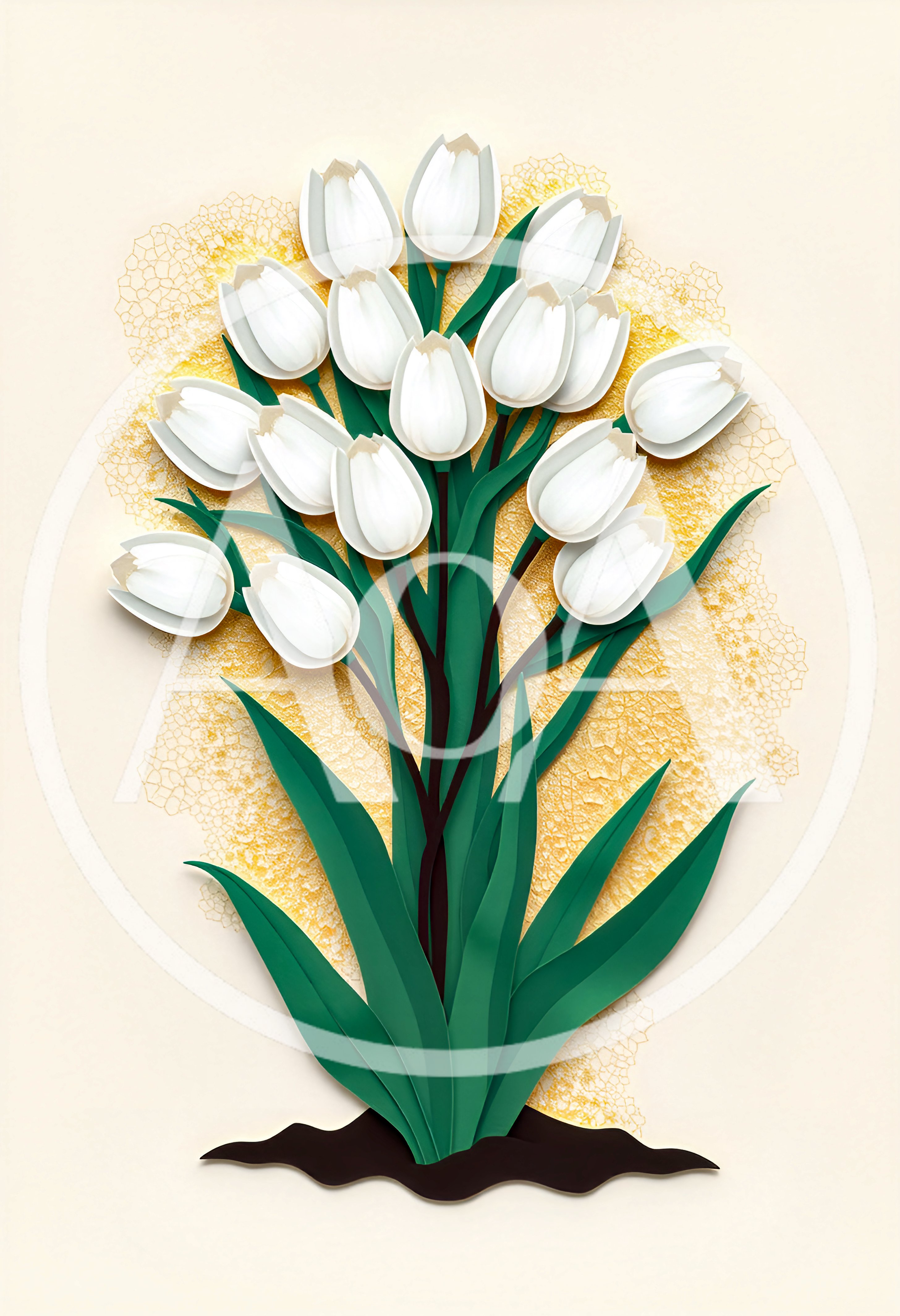 Paper Cutout Illustration Of White Tulips
