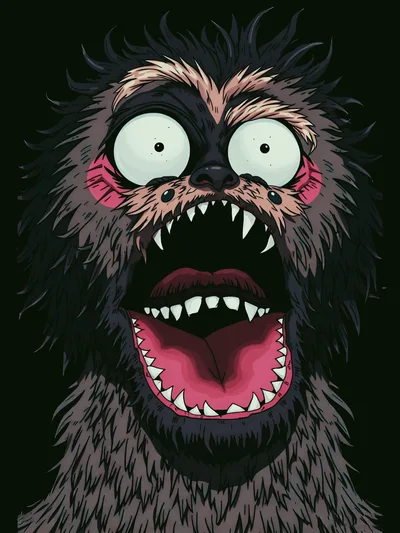 Frightened Furry Creature With Wide Eyes And Open Mouth