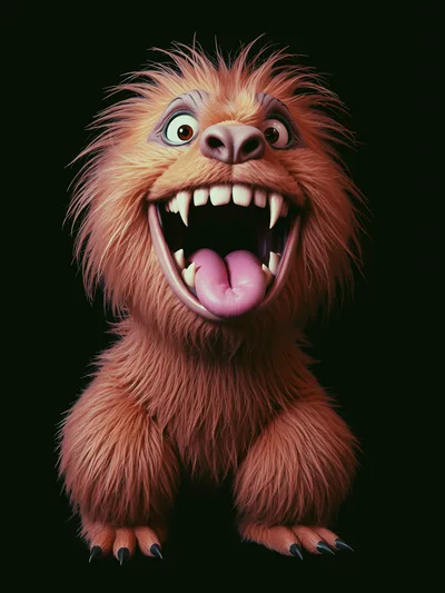 3D Render Of A Furry Orange Monster