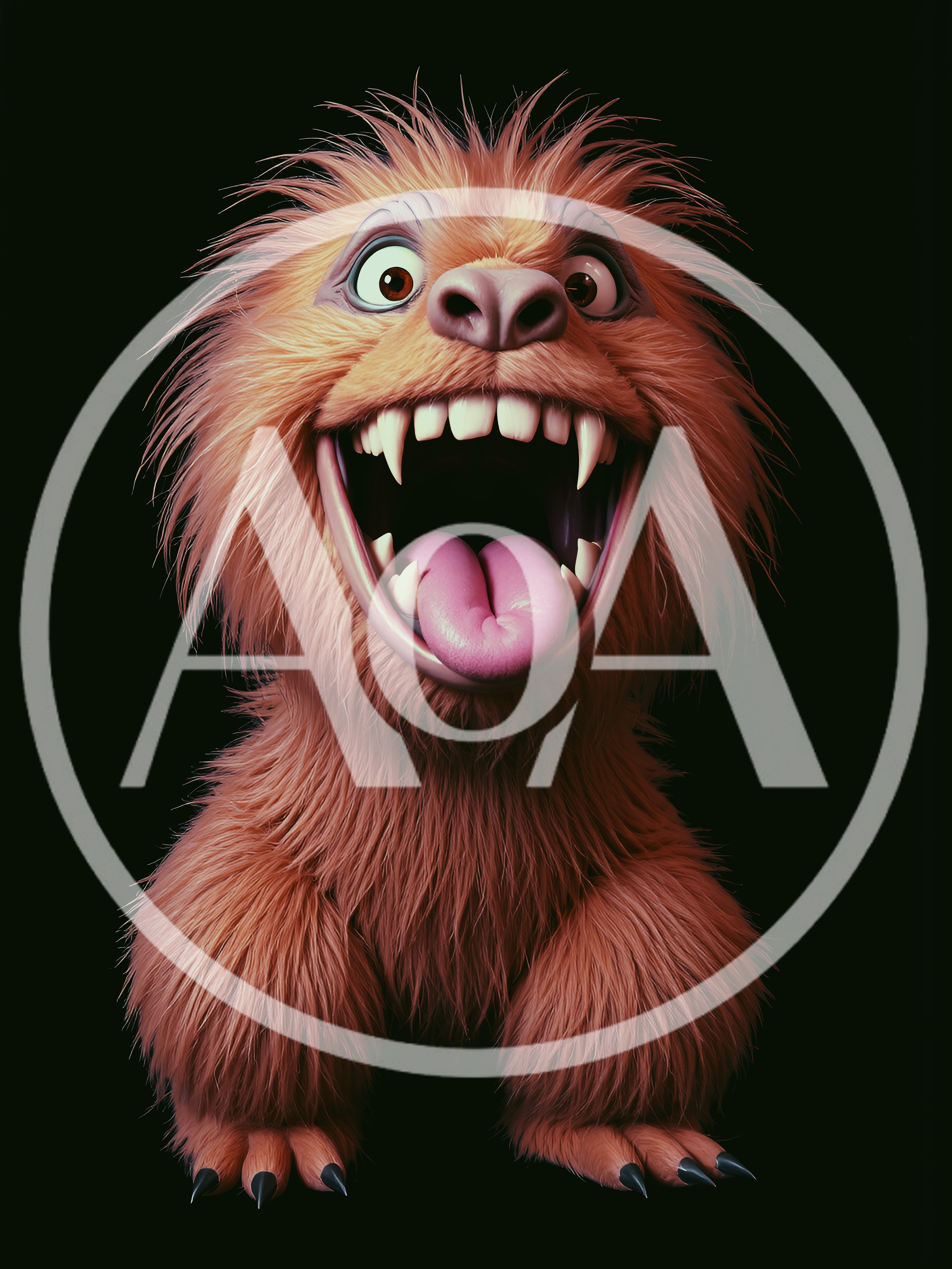 3D Render Of A Furry Orange Monster