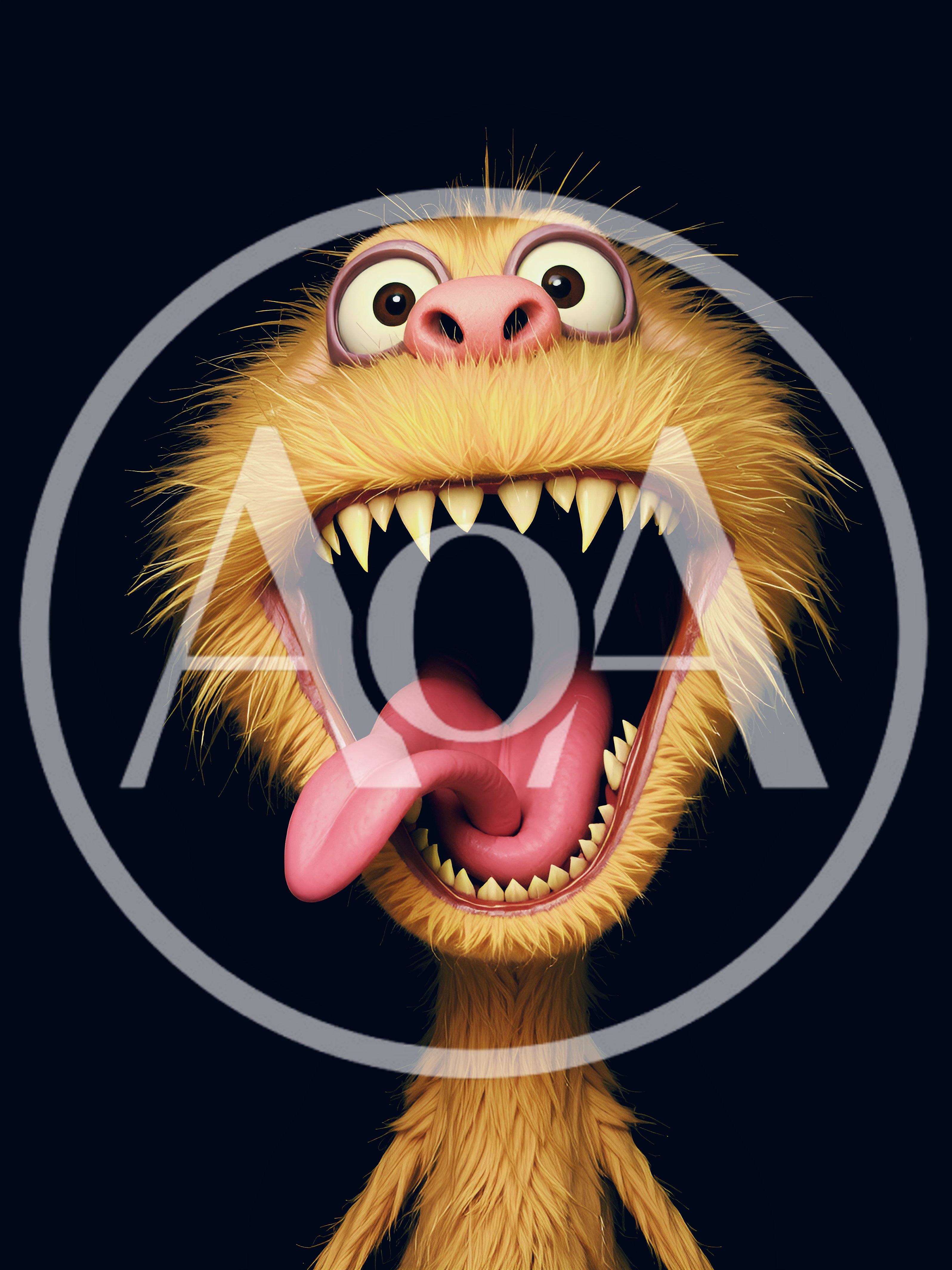 3D Render Of A Furry Yellow Monster Character