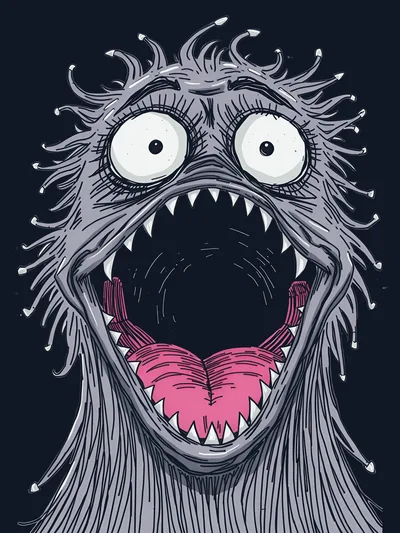 Frightening Cartoon Monster With Wide Open Mouth