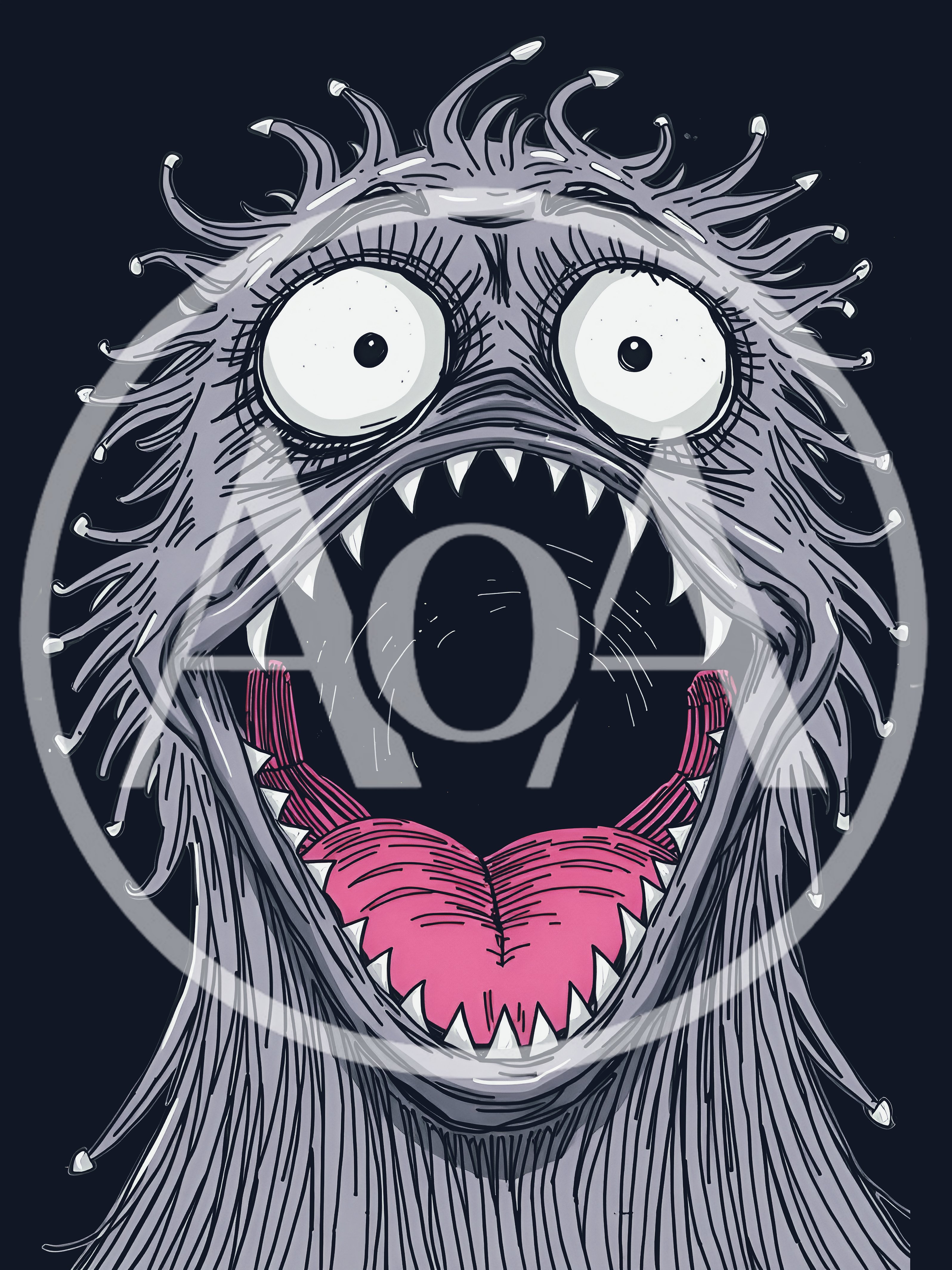 Frightening Cartoon Monster With Wide Open Mouth