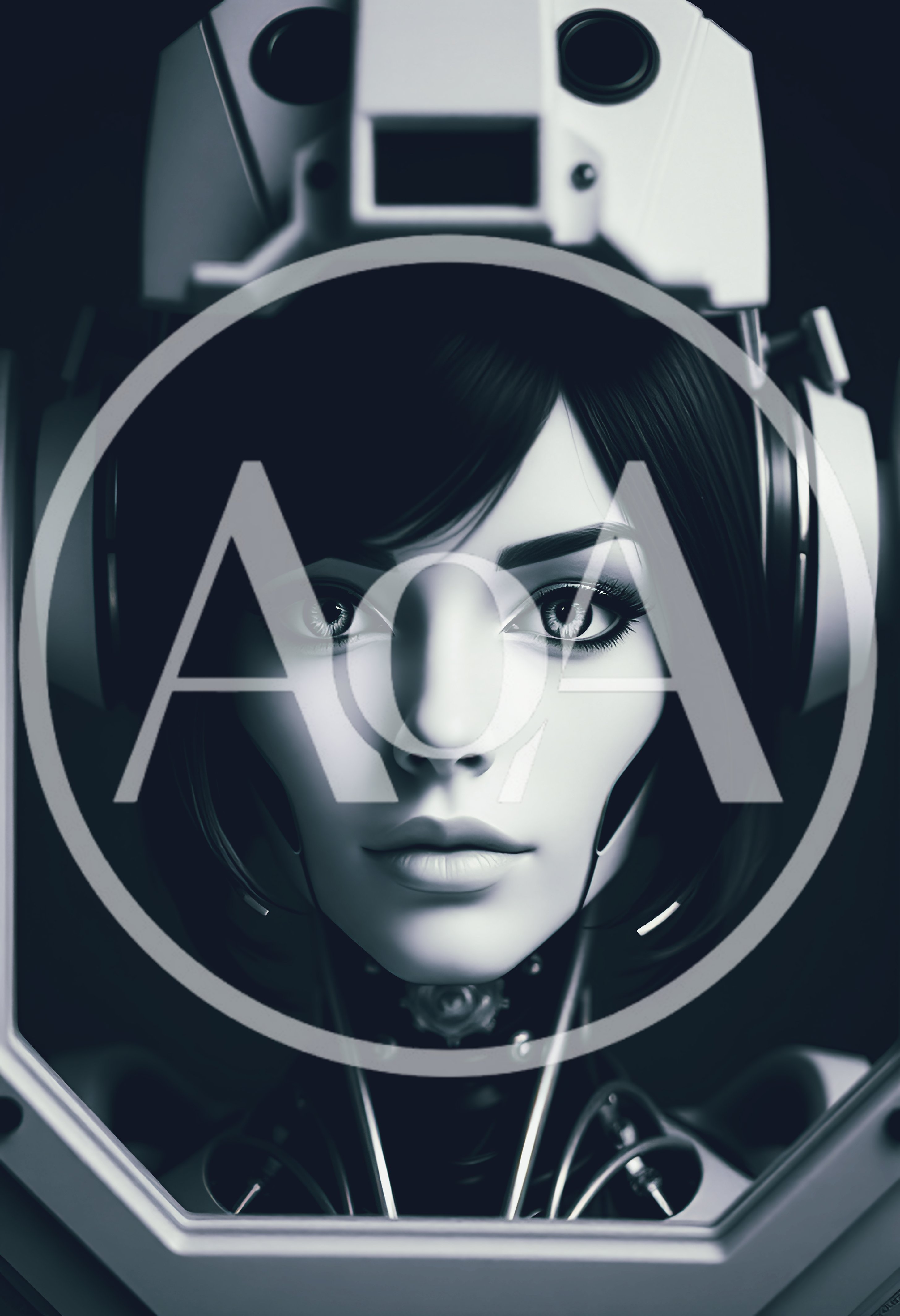 Portrait Of A Futuristic Android Woman With Headset