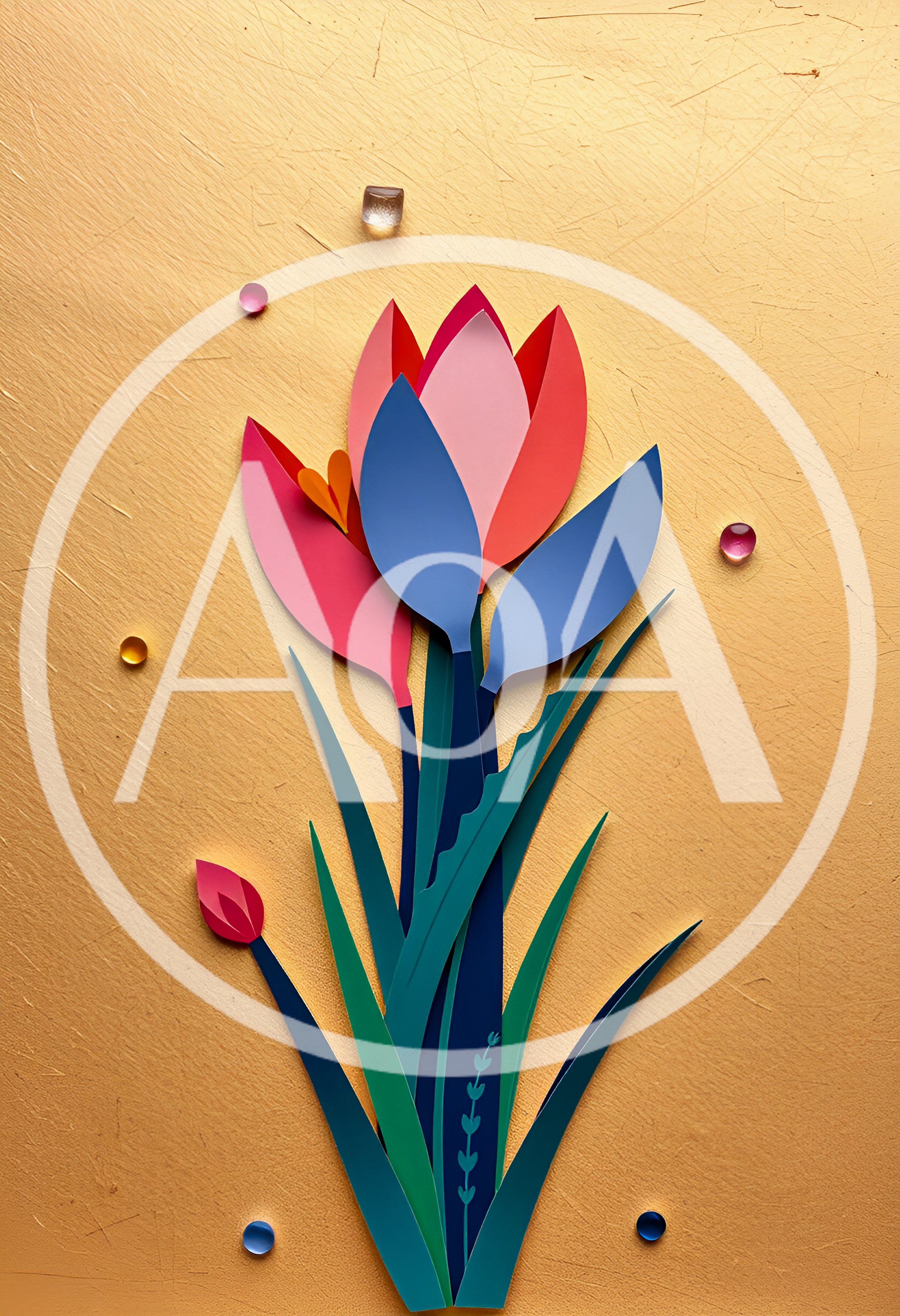 Paper Cutout Floral Art Composition