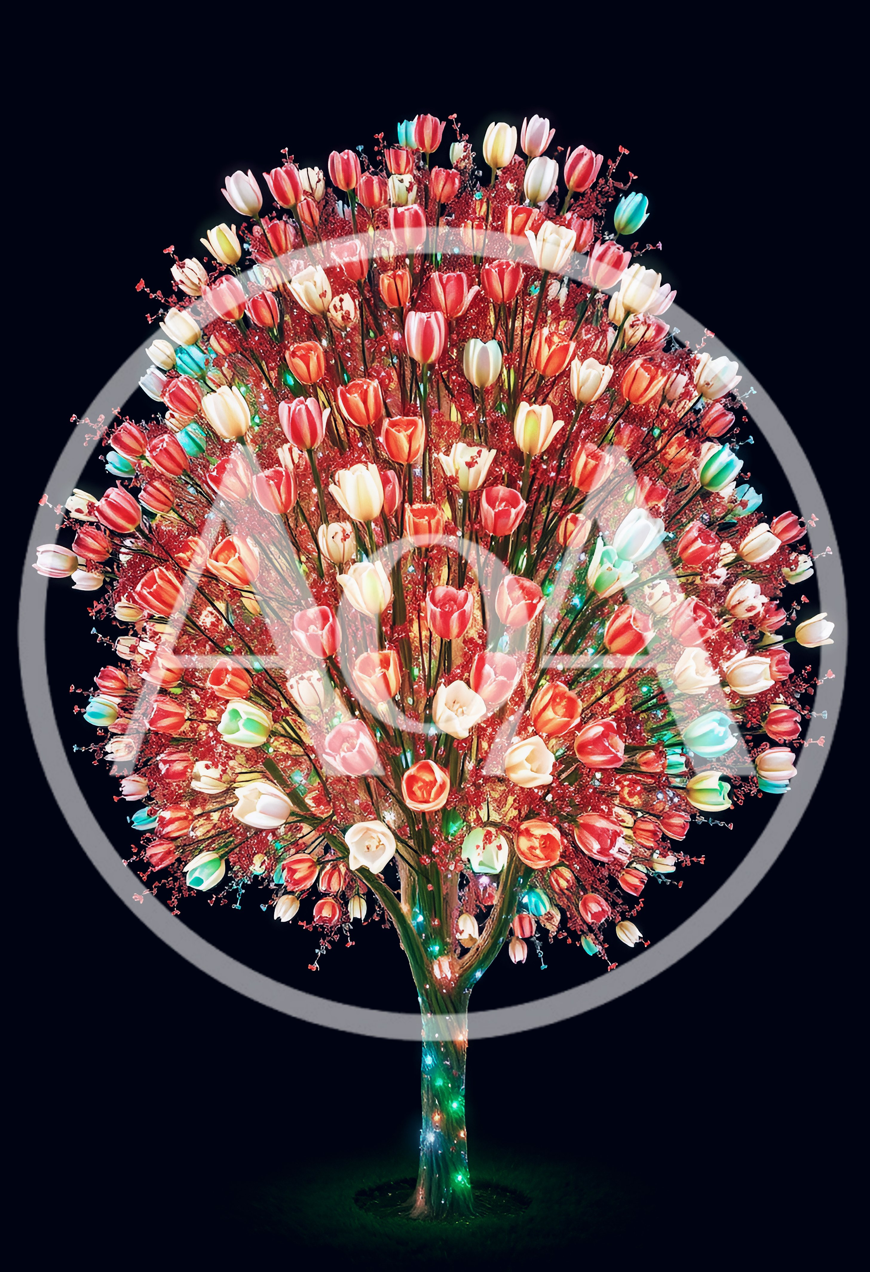 Illuminated Tulip Tree Sculpture With LED Lights