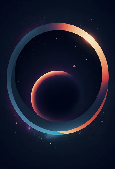 Abstract Cosmic Ring With Glowing Celestial Sphere