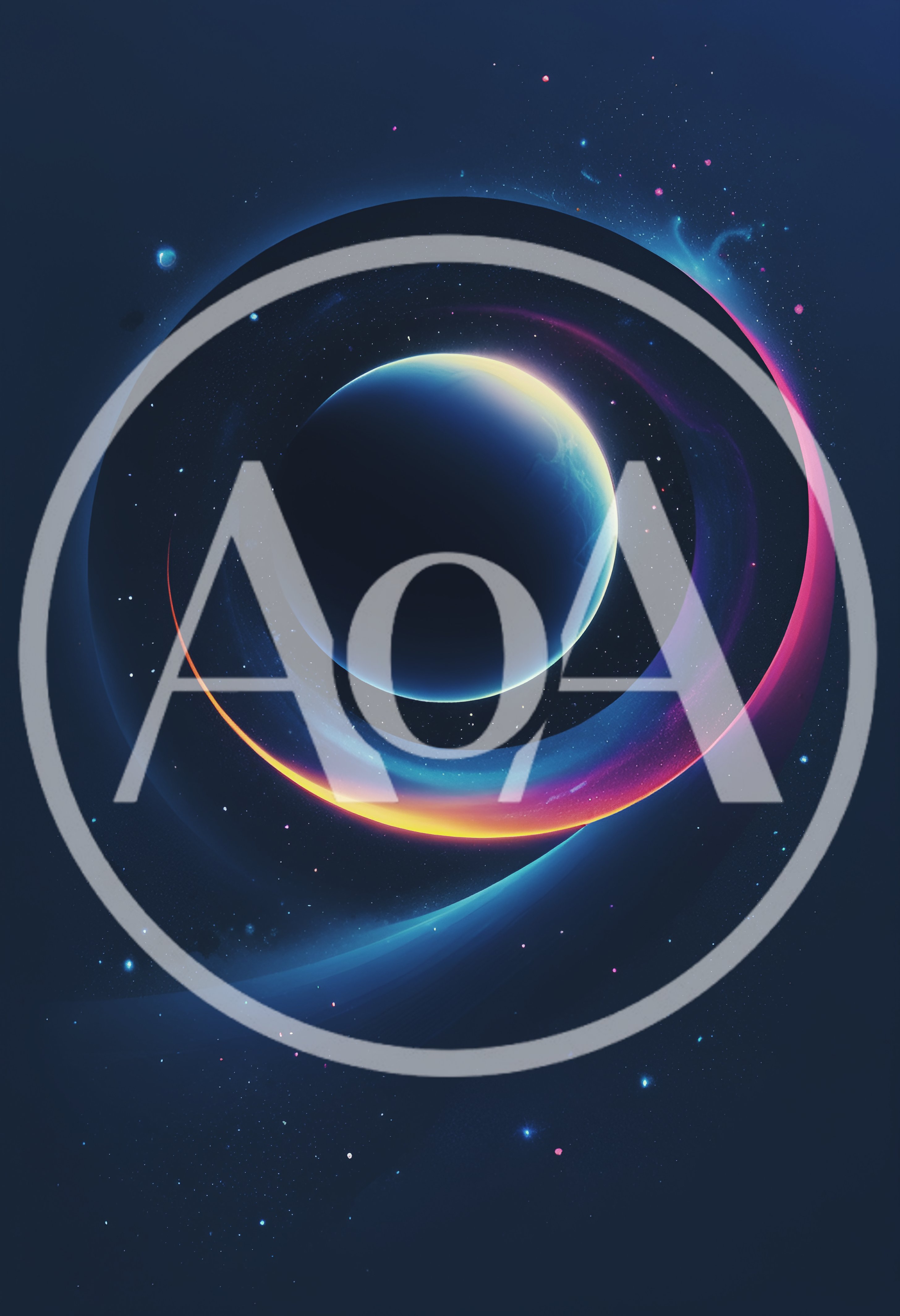 Abstract Cosmic Planet With Glowing Orbital Rings