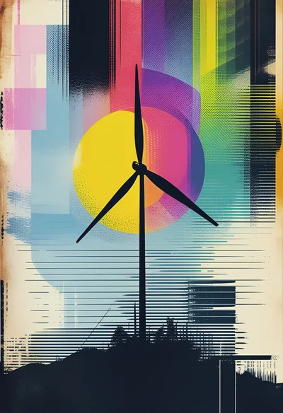 Abstract Digital Illustration Of A Wind Turbine