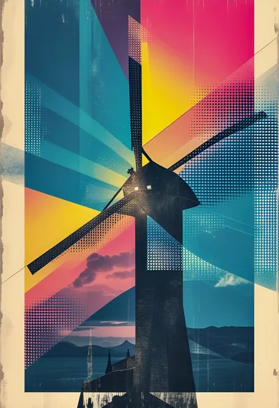 Abstract Artistic Illustration Of A Traditional Dutch Windmill
