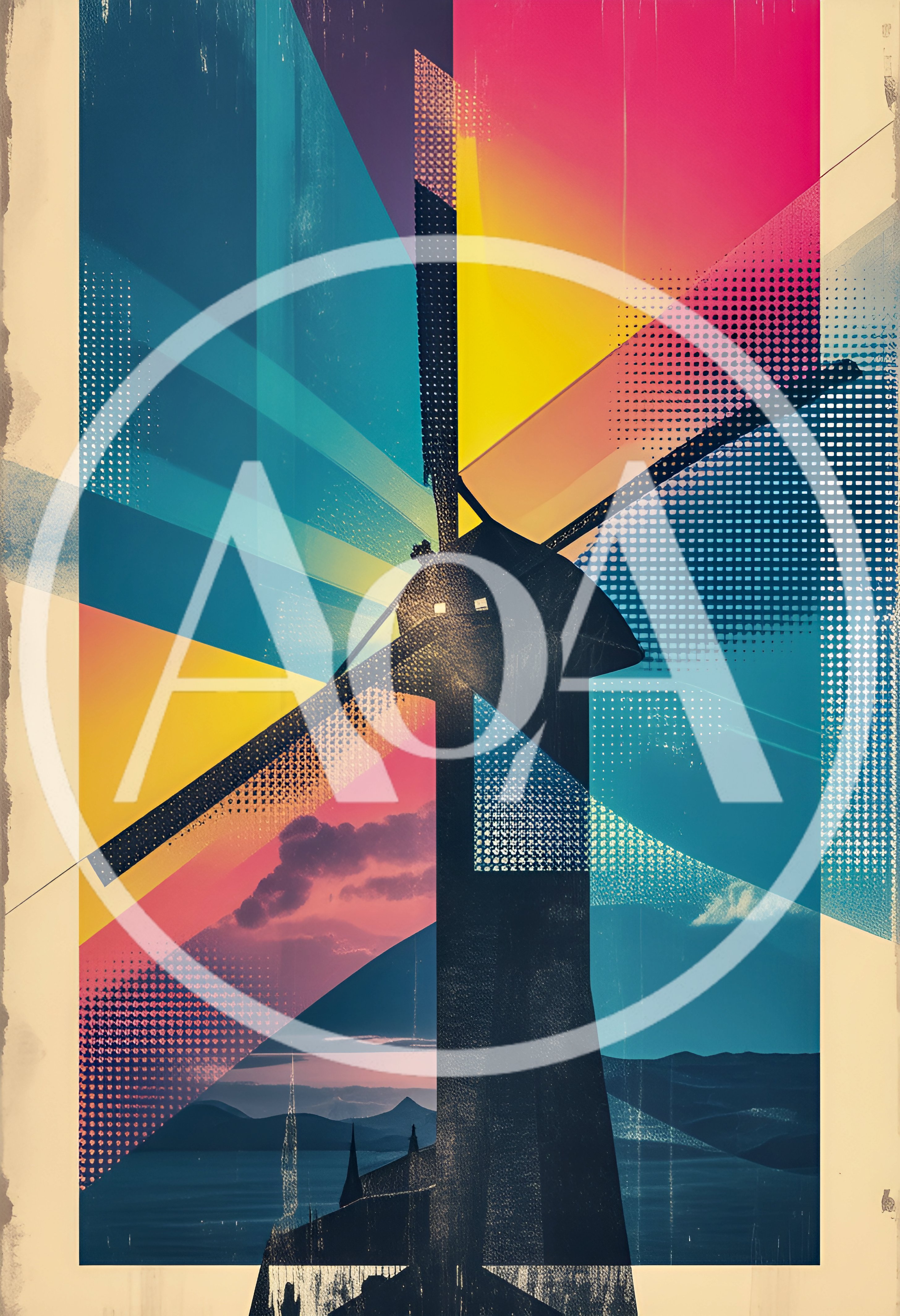Abstract Artistic Illustration Of A Traditional Dutch Windmill