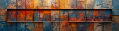 Abstract Textured Wall Panels With Warm And Cool Tones