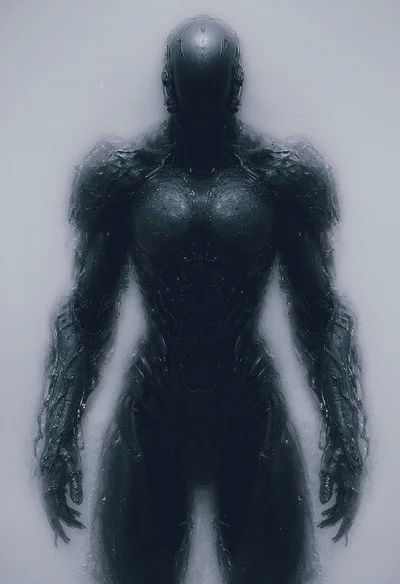 Dark Alien Entity Standing In Foggy Atmosphere