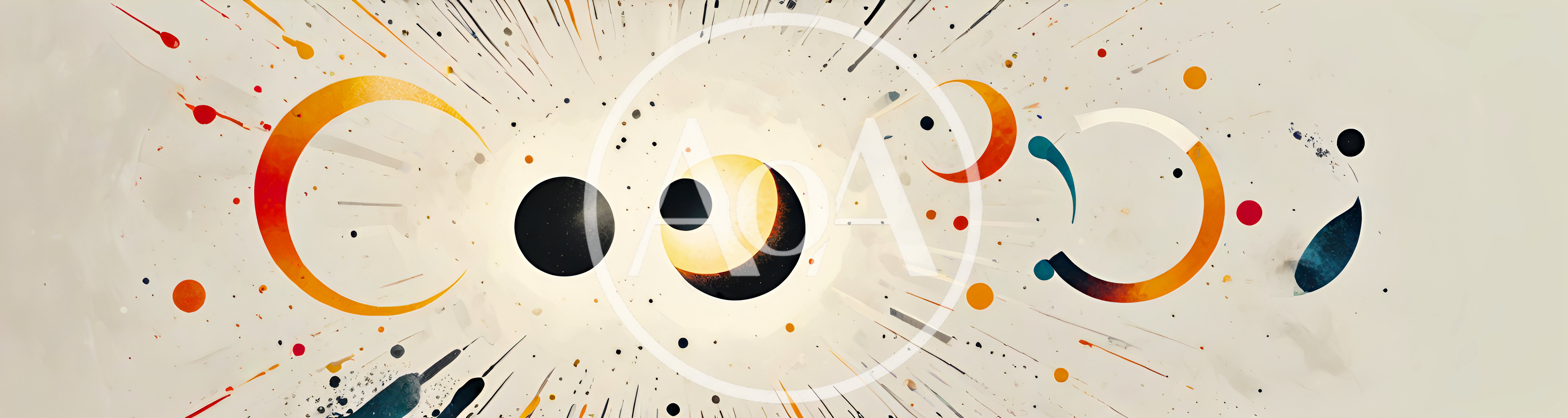 Abstract Cosmic Art With Celestial Orbs And Splatter
