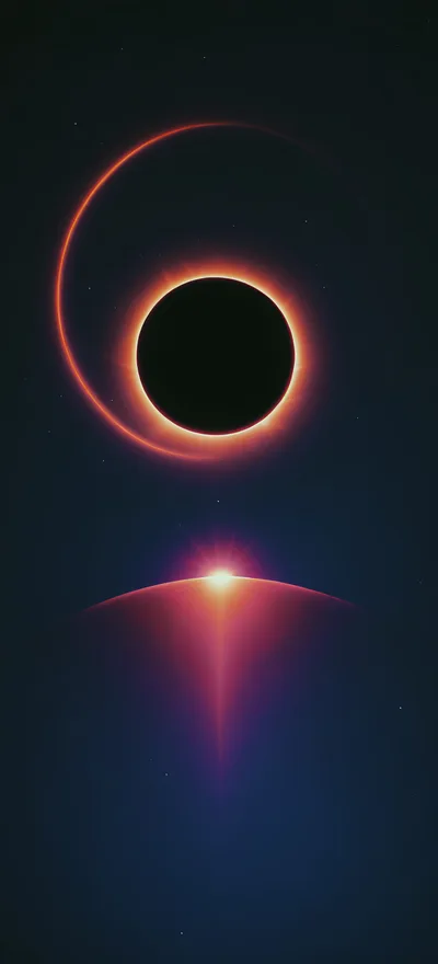 Abstract Cosmic Eclipse With Glowing Horizon