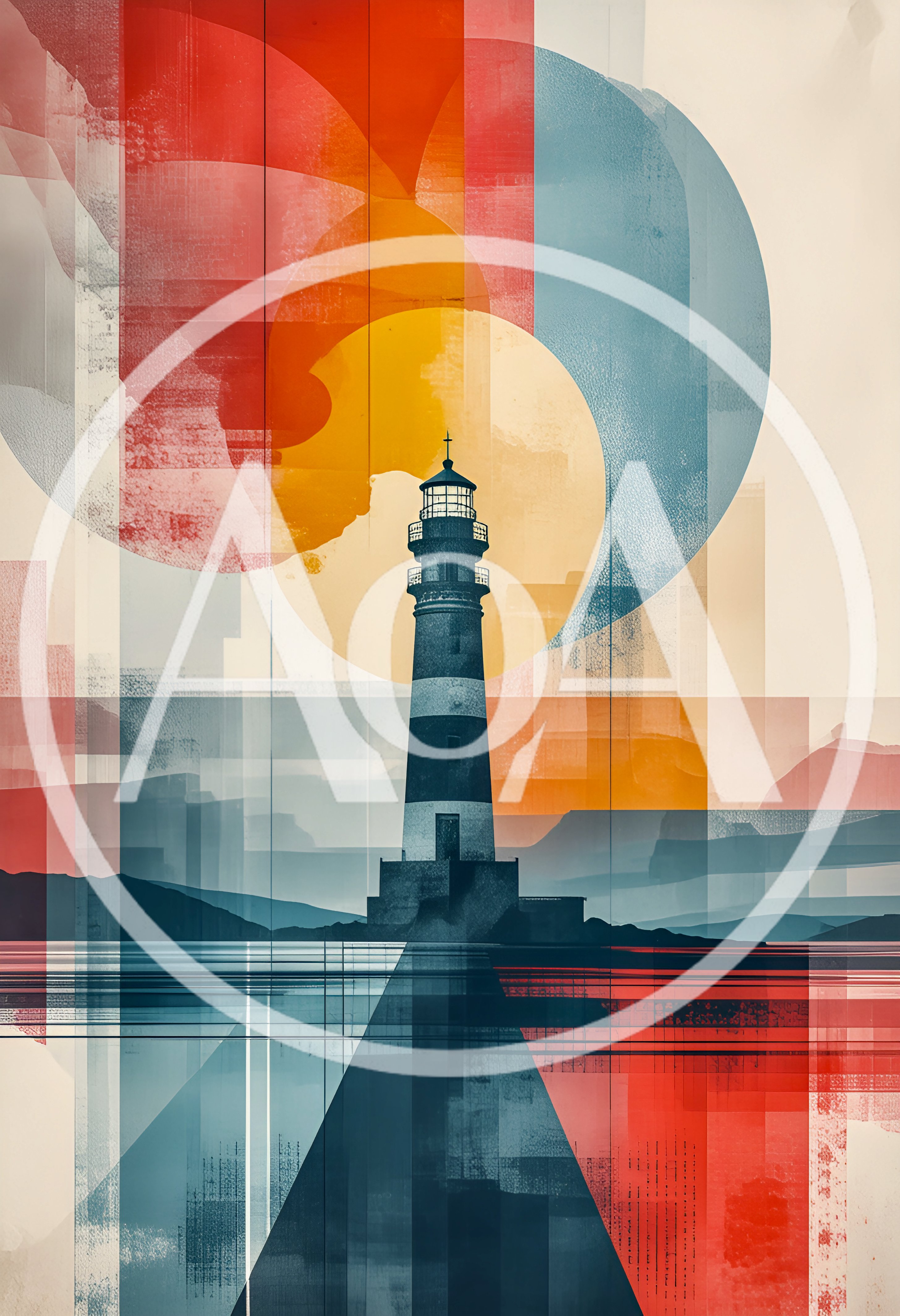 Abstract Geometric Lighthouse Illustration With Vibrant Colors