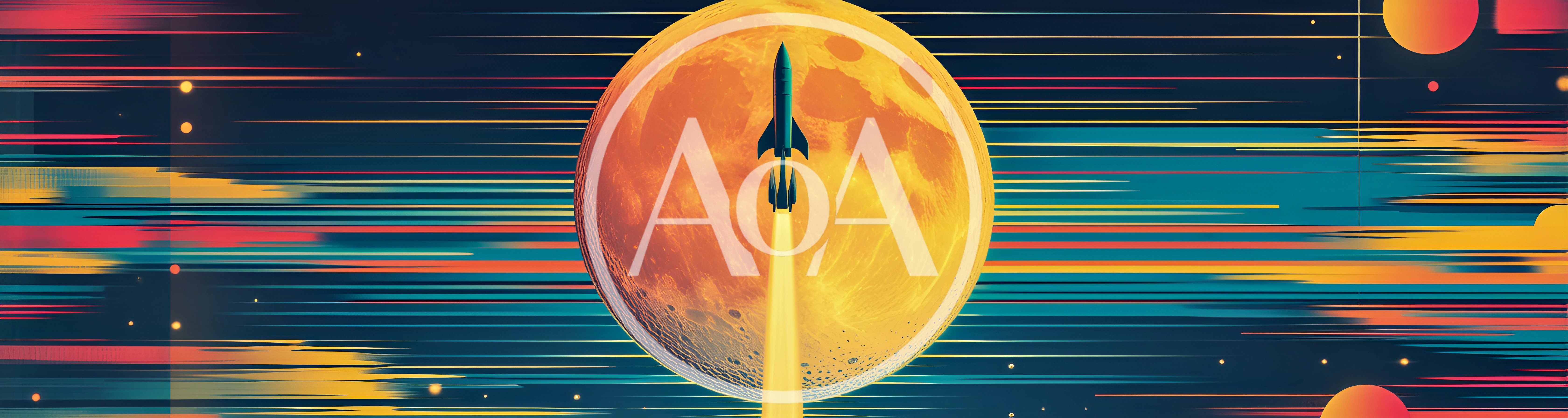 Rocket Launching Past A Large Glowing Moon
