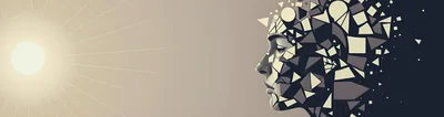 Abstract Human Profile Dissolving Into Geometric Shapes